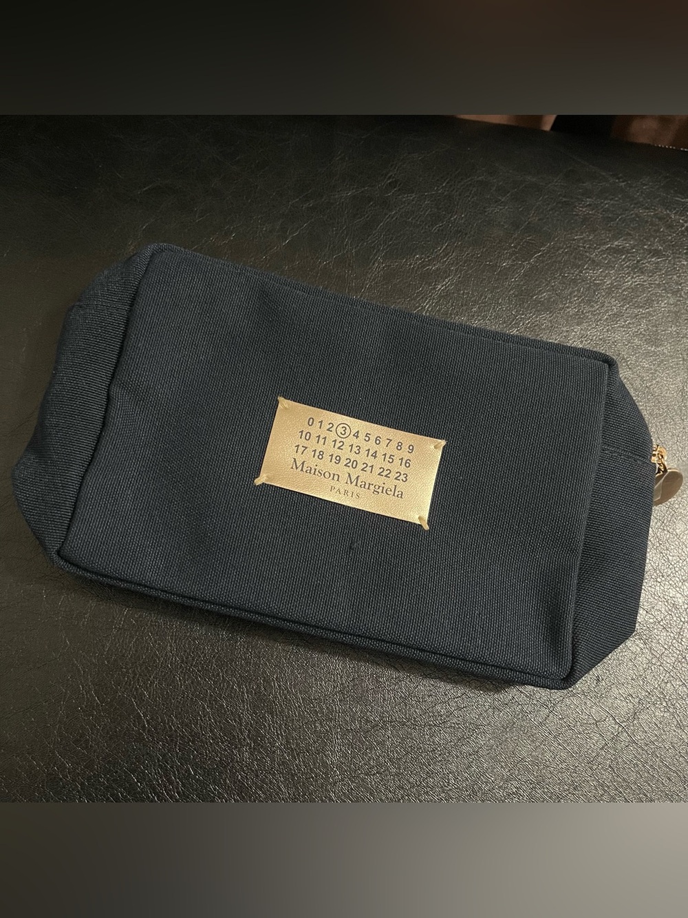 Maison Martin Margiela Navy Canvas Toiletry Pouch with Label Patch